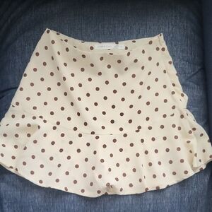 Altar'd State Cream and Brown Polka Dot Mini Skirt